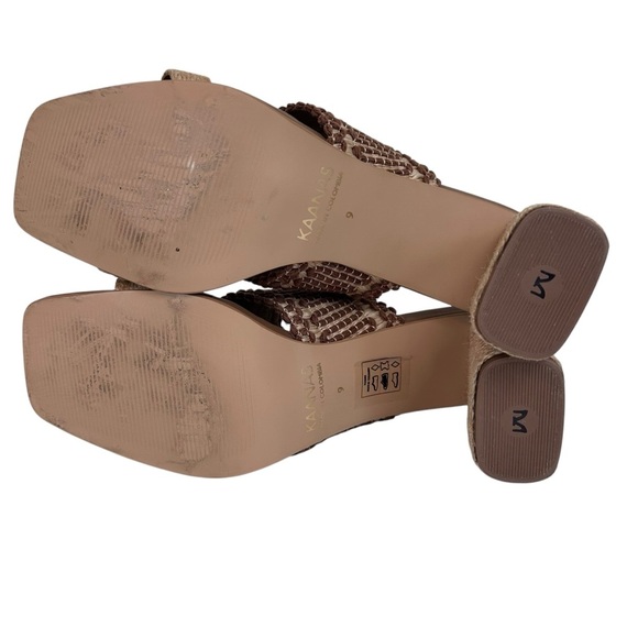 Kaanas Ramie Slide Sandal Brown Woven Jute Block Heel Mule Size 9 Boho Chic - Picture 12 of 13